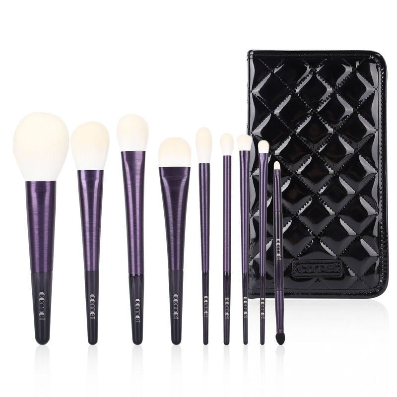 9 Piece Makeup Brushes Purple Color Set