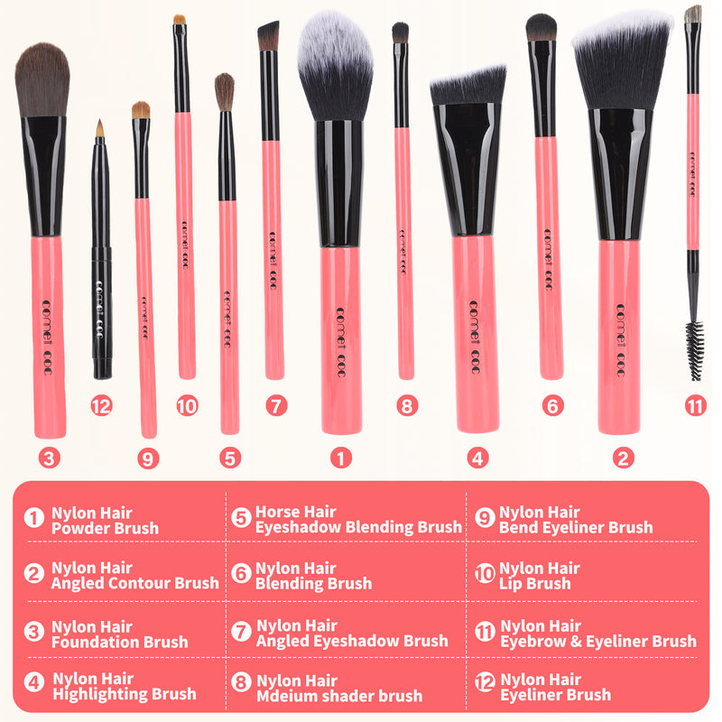 12piece Makeup Brushes Pink color Set